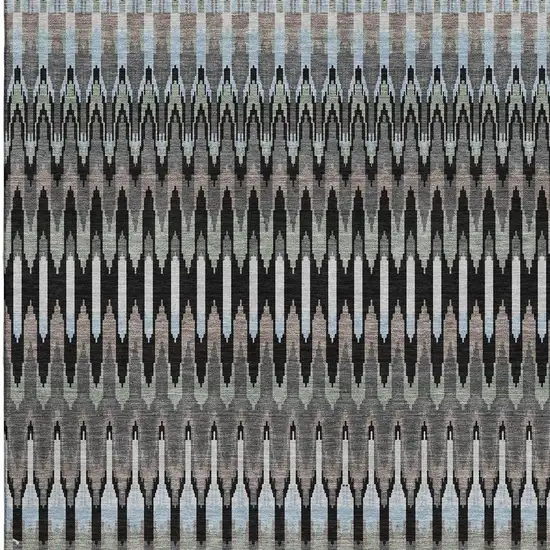 Black Gray And Blue Southwestern Washable Area Rug With UV Protection Photo 4