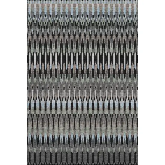 Black Gray And Blue Southwestern Washable Area Rug With UV Protection Photo 1