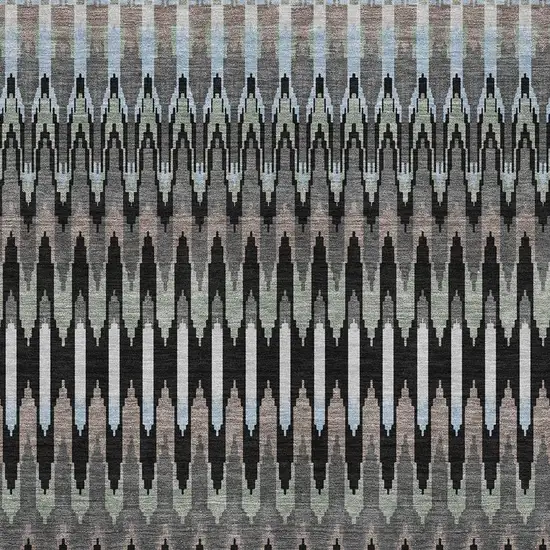 Black Gray And Blue Southwestern Washable Area Rug With UV Protection Photo 3