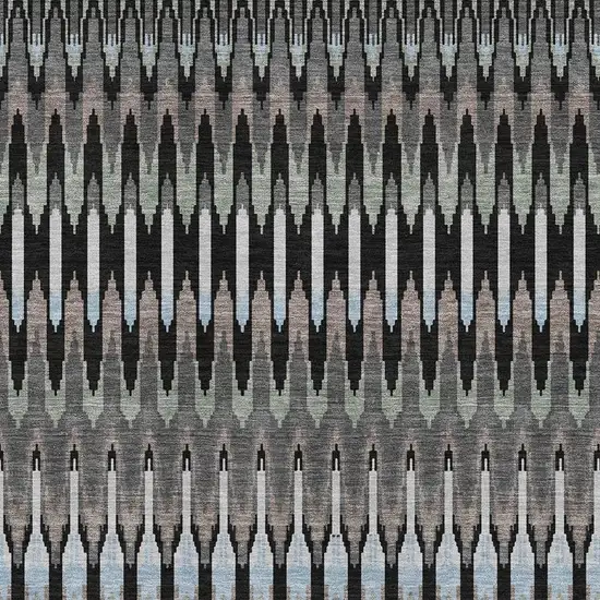Black Gray And Blue Southwestern Washable Area Rug With UV Protection Photo 3