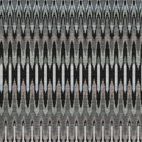 Black Gray And Blue Southwestern Washable Area Rug With UV Protection Photo 3