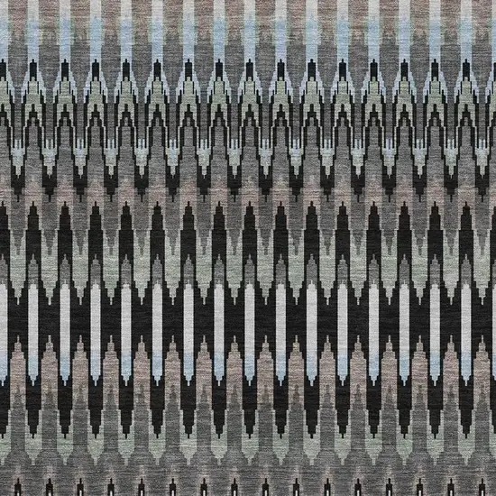 Black Gray And Blue Southwestern Washable Area Rug With UV Protection Photo 3