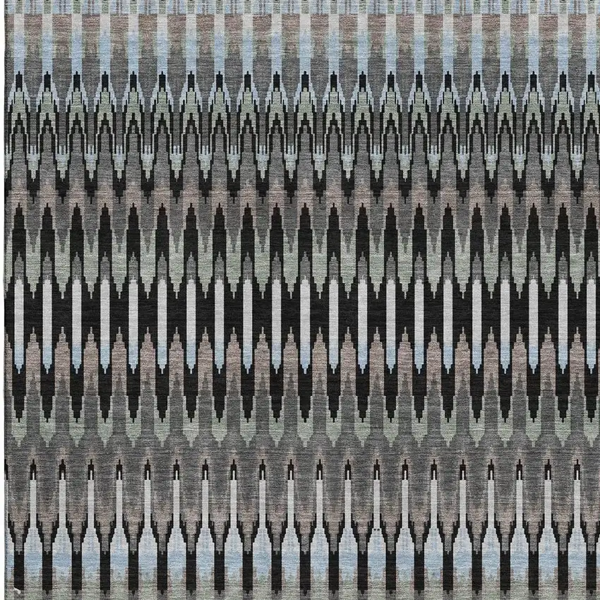 Black Gray And Blue Southwestern Washable Area Rug With UV Protection Photo 3