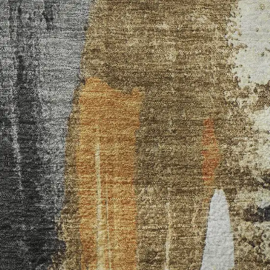 Black Gray And Brown Abstract Washable Area Rug With UV Protection Photo 3