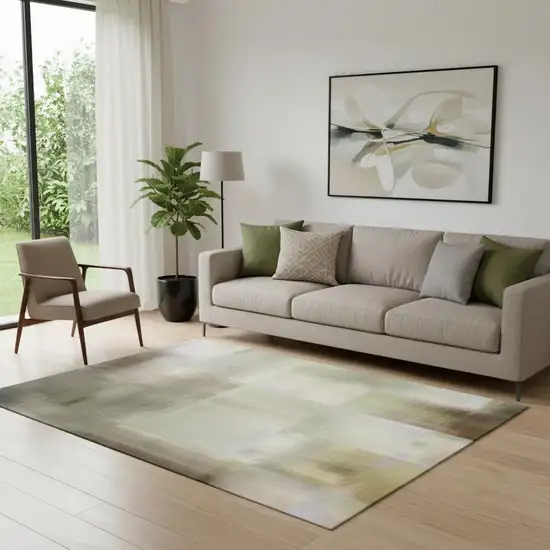 Black Gray And Brown Abstract Washable Area Rug With UV Protection Photo 2