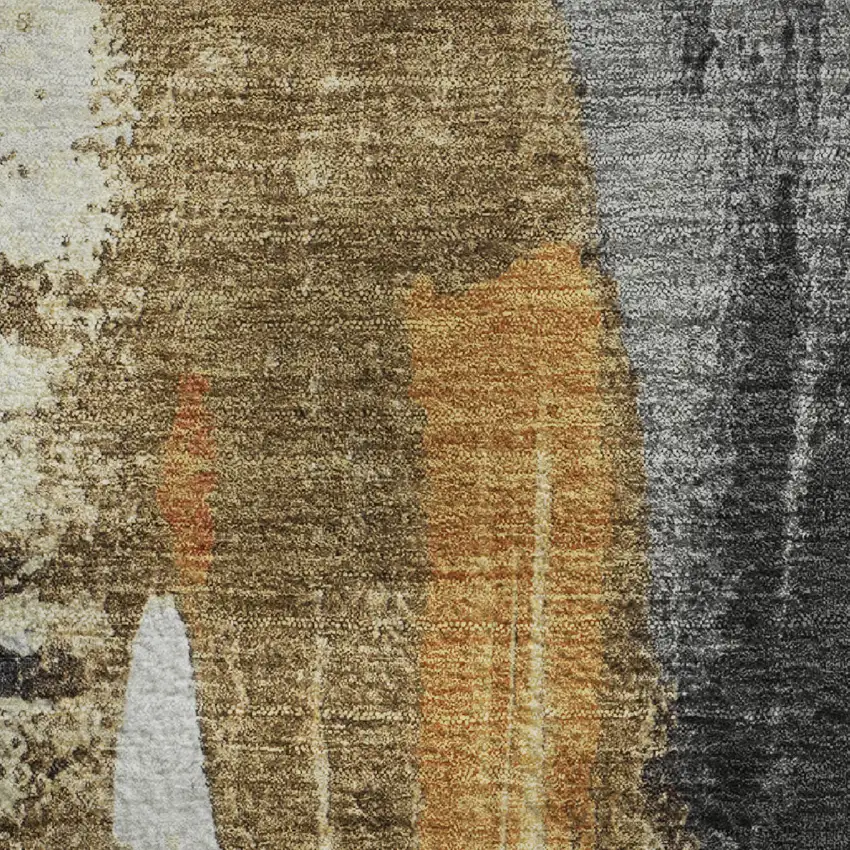 Black Gray And Brown Abstract Washable Area Rug With UV Protection Photo 4