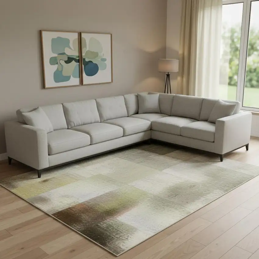 Black Gray And Brown Abstract Washable Area Rug With UV Protection Photo 2