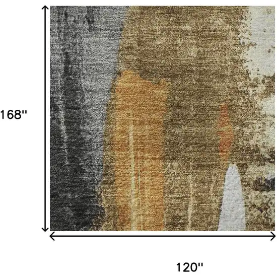 Black Gray And Brown Abstract Washable Area Rug With UV Protection Photo 9