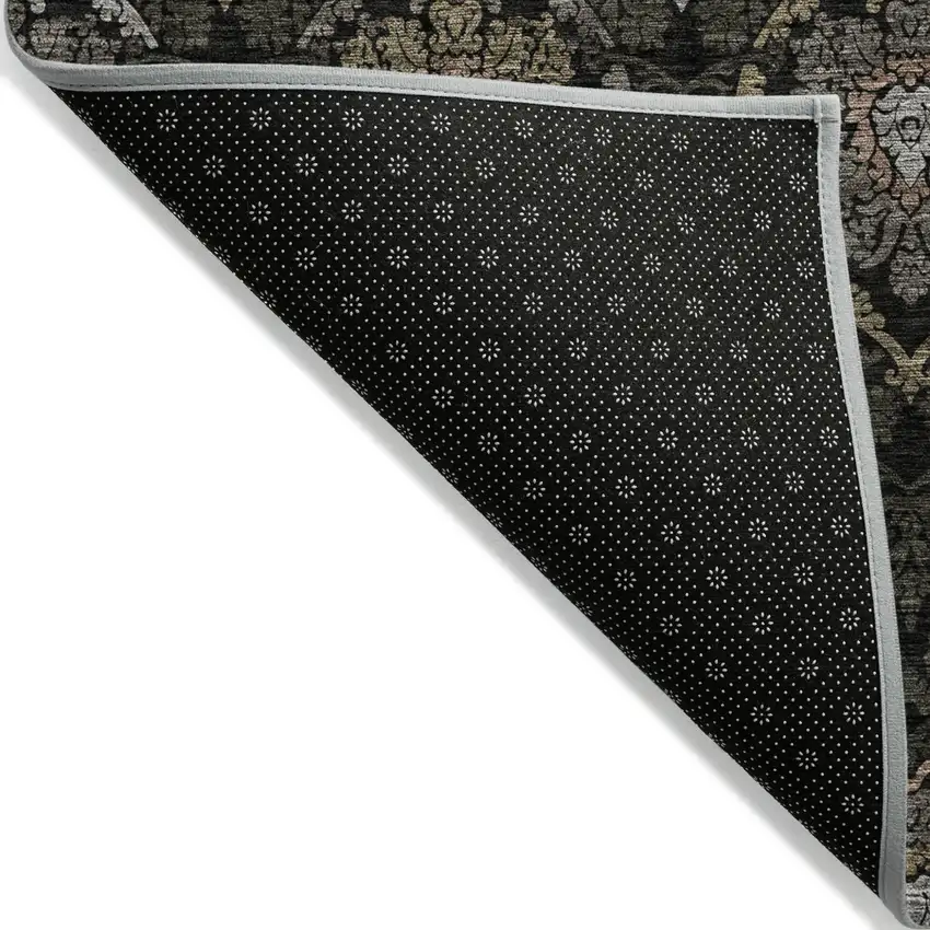 Black Gray And Brown Medallion Washable Indoor Outdoor Area Rug Photo 4