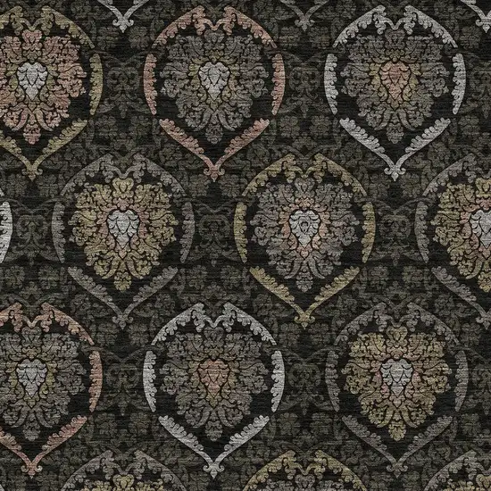 Black Gray And Brown Medallion Washable Indoor Outdoor Area Rug Photo 6