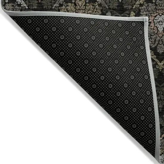 Black Gray And Brown Medallion Washable Indoor Outdoor Area Rug Photo 4