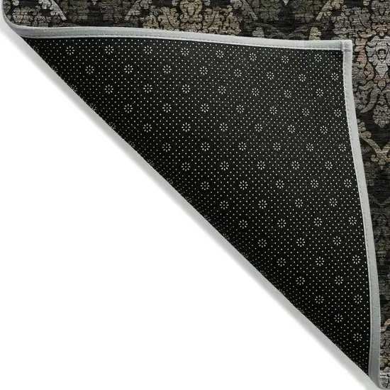 Black Gray And Brown Medallion Washable Indoor Outdoor Area Rug Photo 4