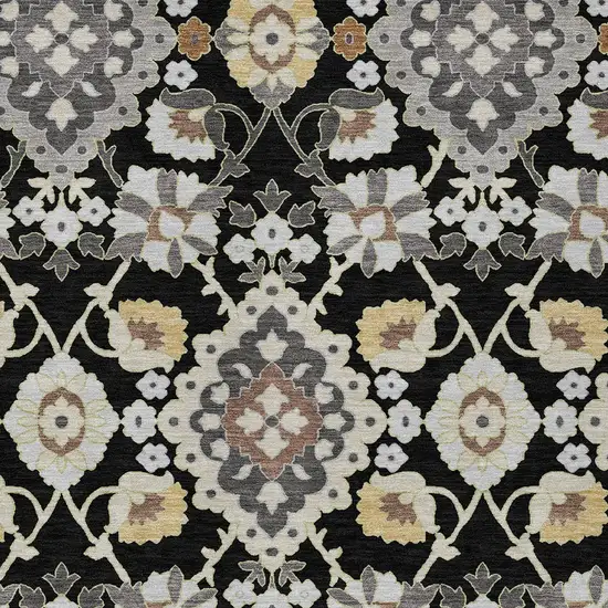 Black Gray And Brown Oriental Washable Indoor Outdoor Area Rug Photo 5
