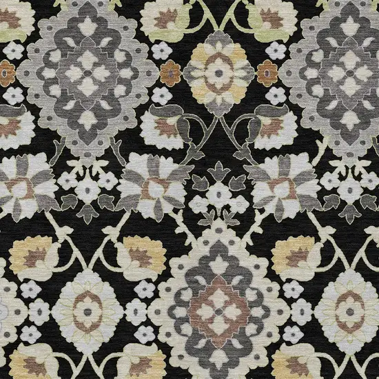 Black Gray And Brown Oriental Washable Indoor Outdoor Area Rug Photo 5