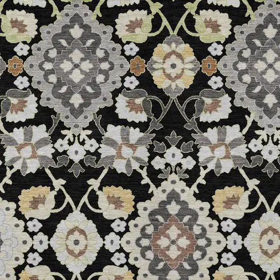 Black Gray And Brown Oriental Washable Indoor Outdoor Area Rug Photo 5