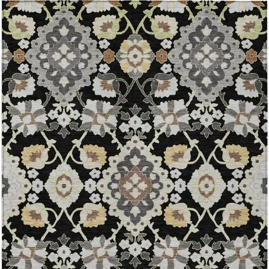 Black Gray And Brown Oriental Washable Indoor Outdoor Area Rug Photo 6