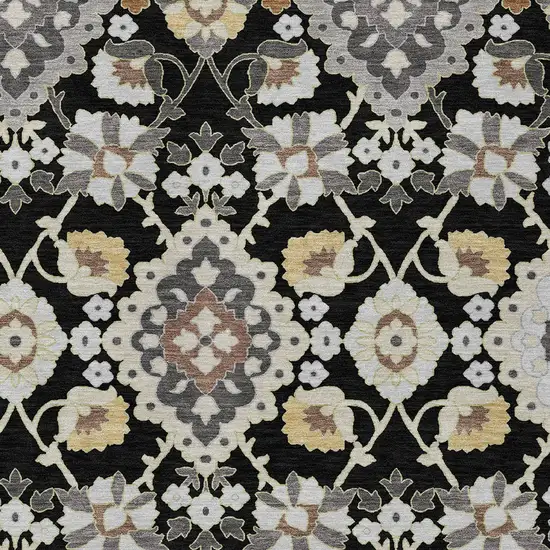 Black Gray And Brown Oriental Washable Indoor Outdoor Area Rug Photo 5