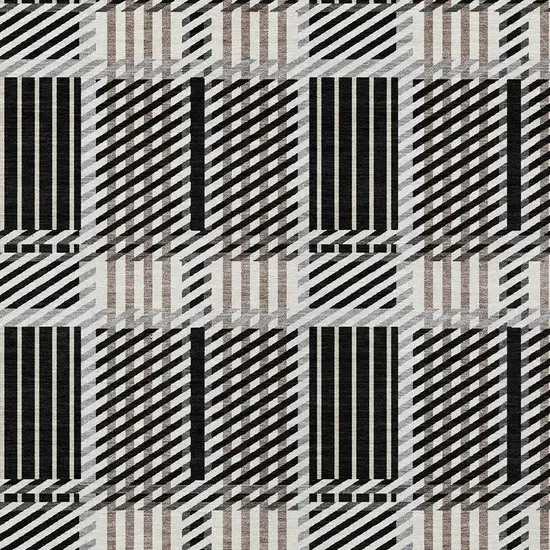 Black Gray And Brown Plaid Washable Indoor Outdoor Area Rug Photo 3