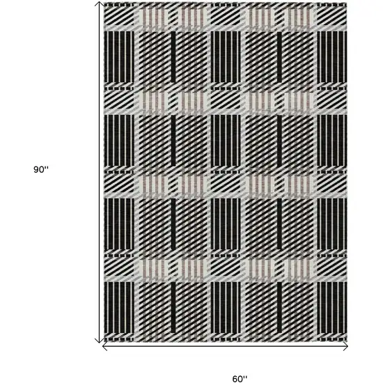 Black Gray And Brown Plaid Washable Indoor Outdoor Area Rug Photo 7