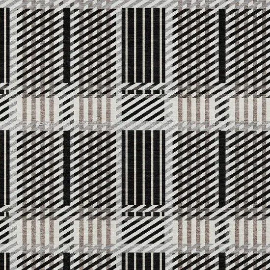 Black Gray And Brown Plaid Washable Indoor Outdoor Area Rug Photo 5