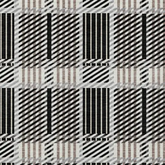 Black Gray And Brown Plaid Washable Indoor Outdoor Area Rug Photo 5