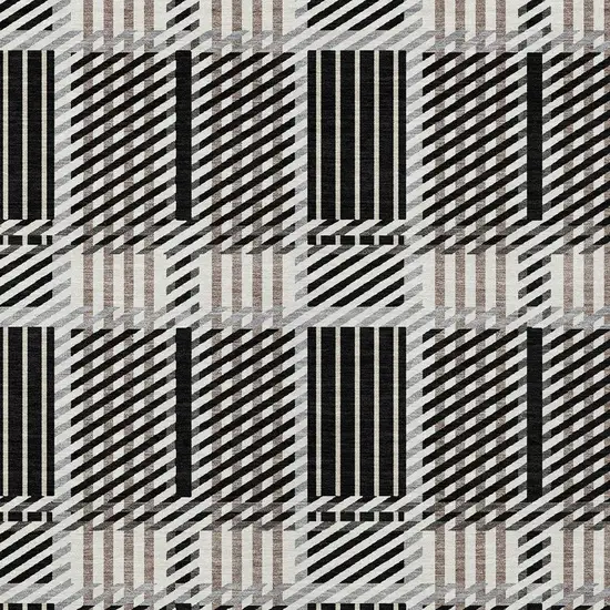 Black Gray And Brown Plaid Washable Indoor Outdoor Area Rug Photo 5