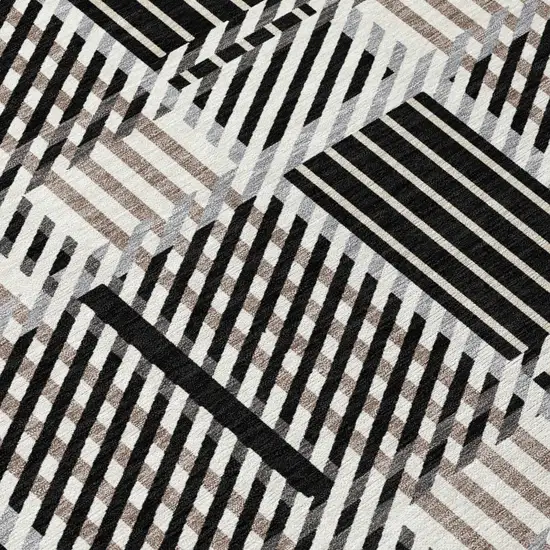 Black Gray And Brown Plaid Washable Indoor Outdoor Area Rug Photo 6