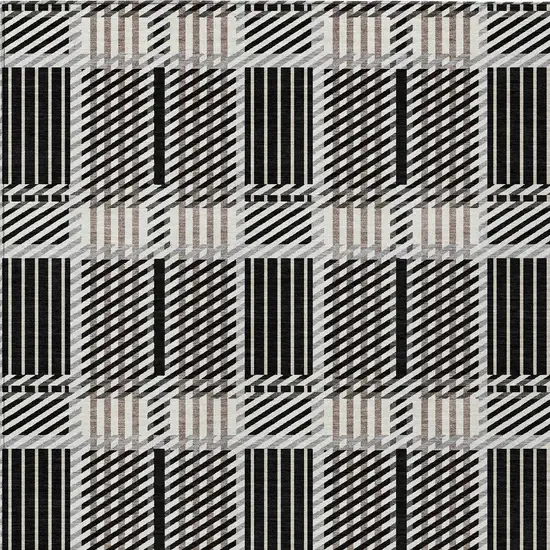 Black Gray And Brown Plaid Washable Indoor Outdoor Area Rug Photo 7