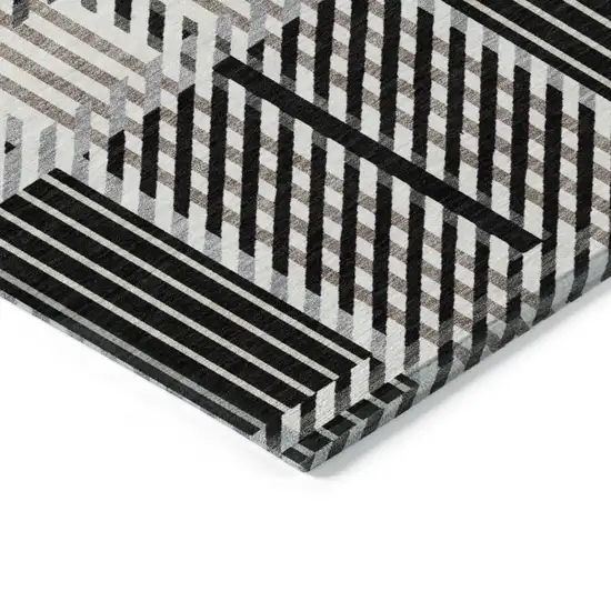 Black Gray And Brown Plaid Washable Indoor Outdoor Area Rug Photo 4