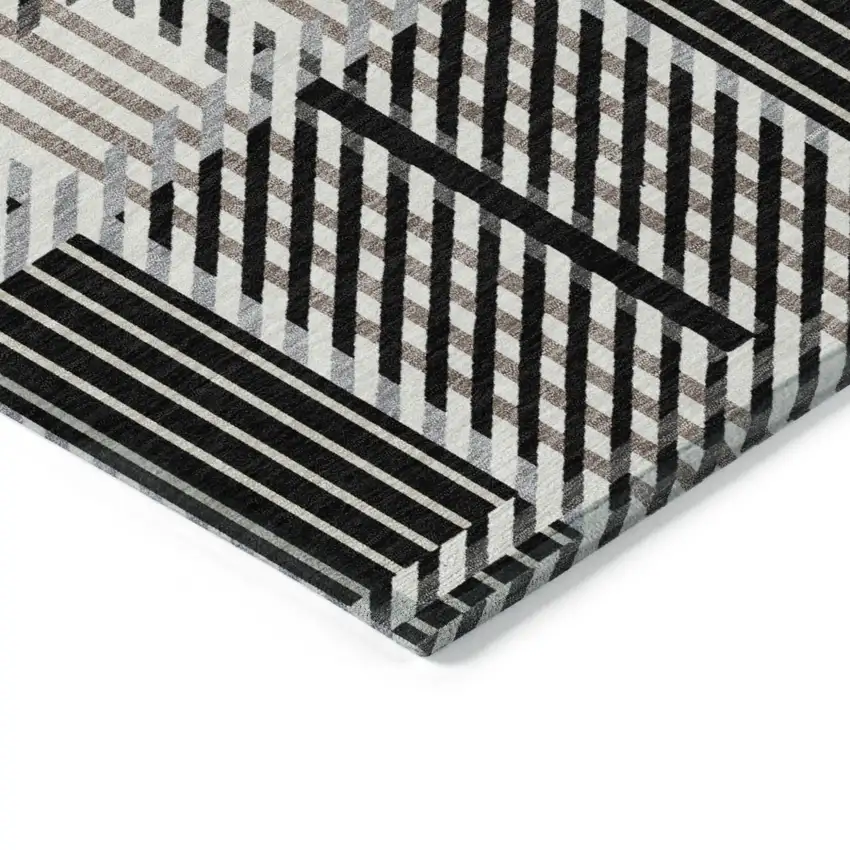 Black Gray And Brown Plaid Washable Indoor Outdoor Area Rug Photo 4