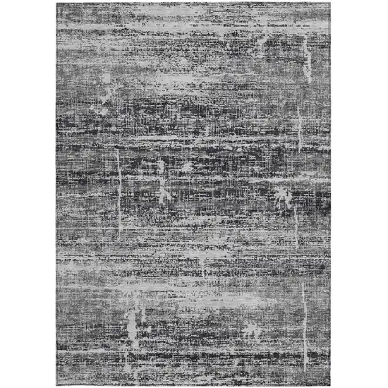 Black Gray And Charcoal Abstract Washable Indoor Outdoor Area Rug Photo 5
