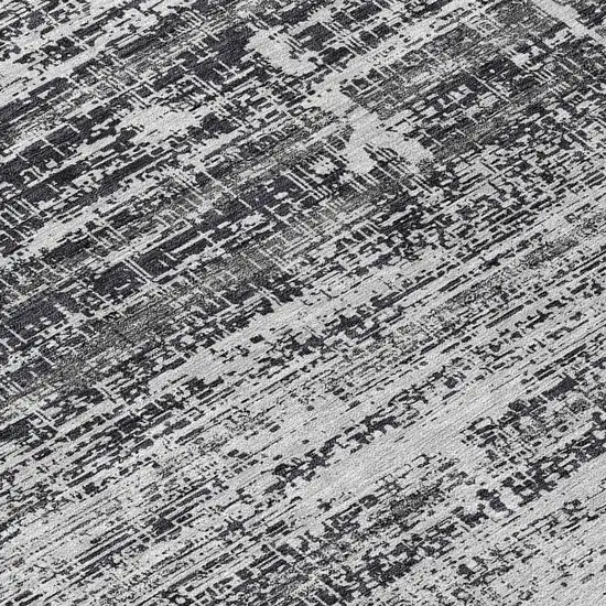Black Gray And Charcoal Abstract Washable Indoor Outdoor Area Rug Photo 8