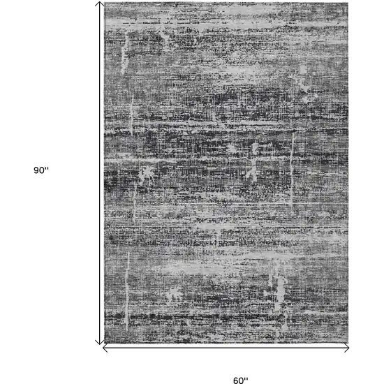 Black Gray And Charcoal Abstract Washable Indoor Outdoor Area Rug Photo 9