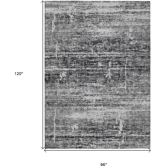 Black Gray And Charcoal Abstract Washable Indoor Outdoor Area Rug Photo 3