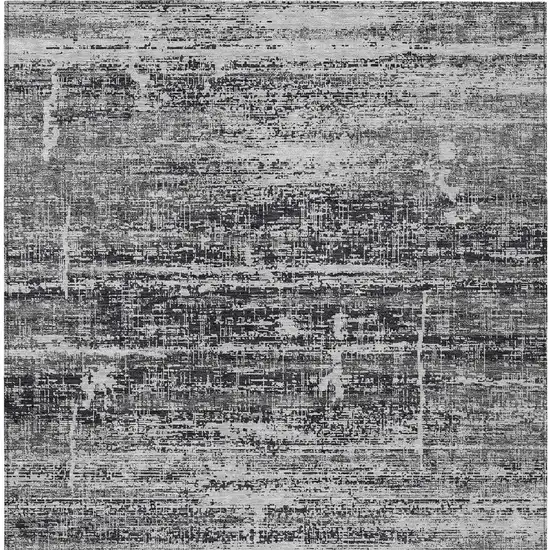 Black Gray And Charcoal Abstract Washable Indoor Outdoor Area Rug Photo 4