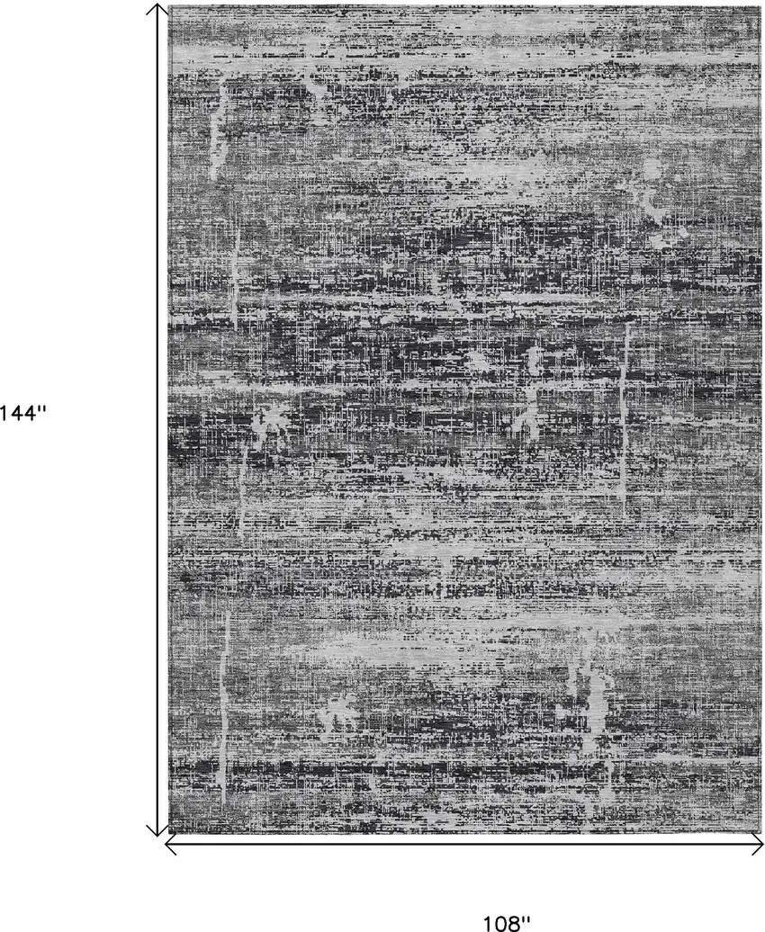 Black Gray And Charcoal Abstract Washable Indoor Outdoor Area Rug Photo 3