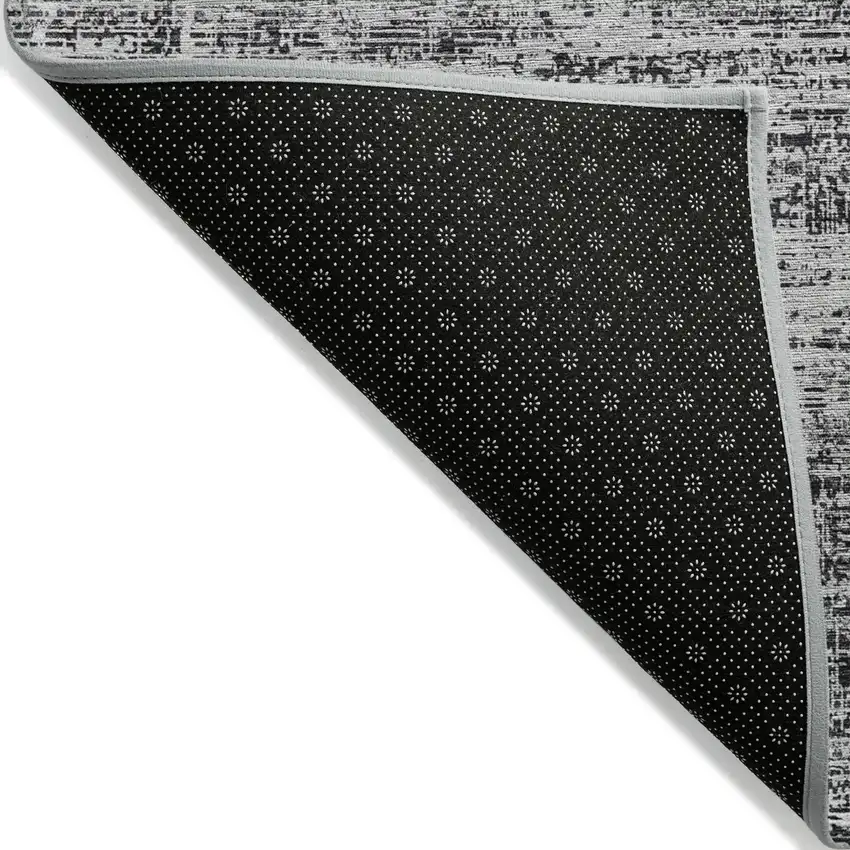 Black Gray And Charcoal Abstract Washable Indoor Outdoor Area Rug Photo 2
