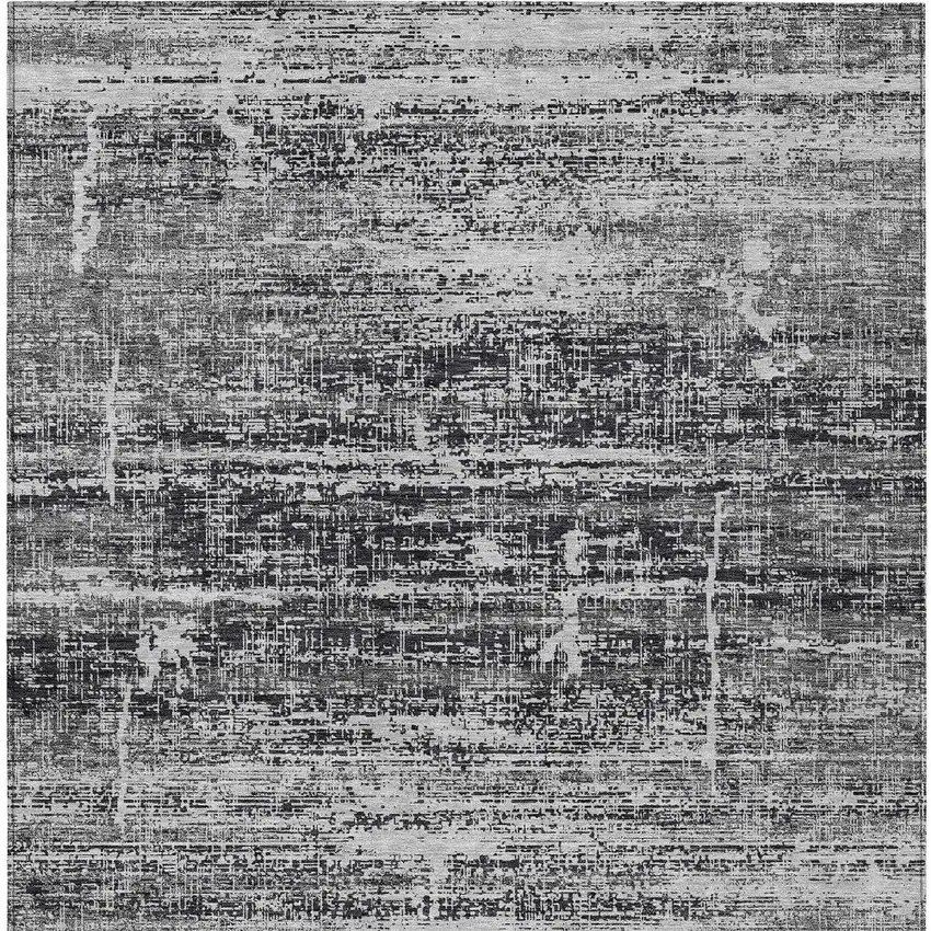 Black Gray And Charcoal Abstract Washable Indoor Outdoor Area Rug Photo 5