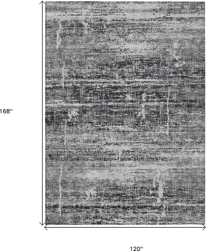 Black Gray And Charcoal Abstract Washable Indoor Outdoor Area Rug Photo 3