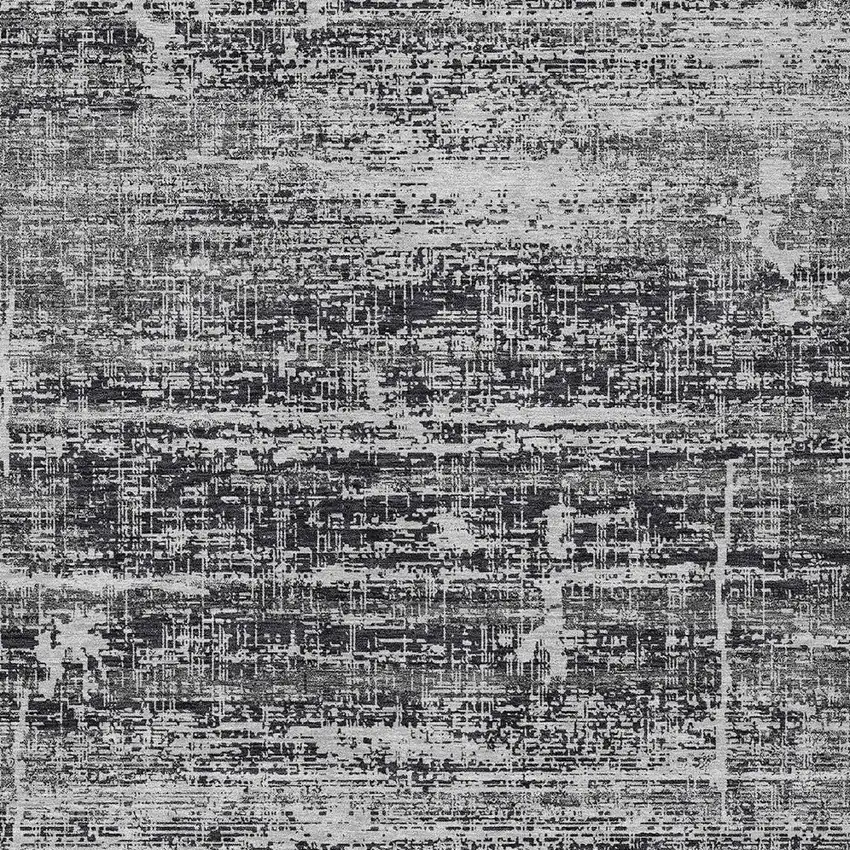 Black Gray And Charcoal Abstract Washable Indoor Outdoor Area Rug Photo 4
