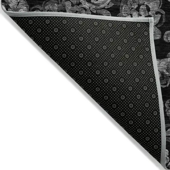Black Gray And Charcoal Paisley Washable Indoor Outdoor Area Rug Photo 4