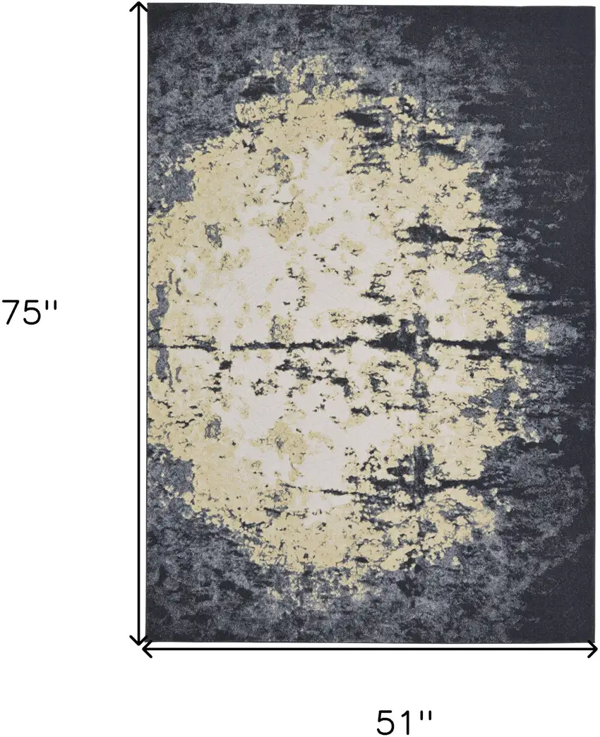 Black Gray And Gold Geometric Stain Resistant Area Rug Photo 6