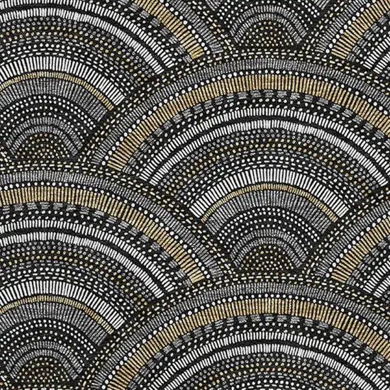 Black Gray And Gold Geometric Washable Area Rug With UV Protection Photo 2