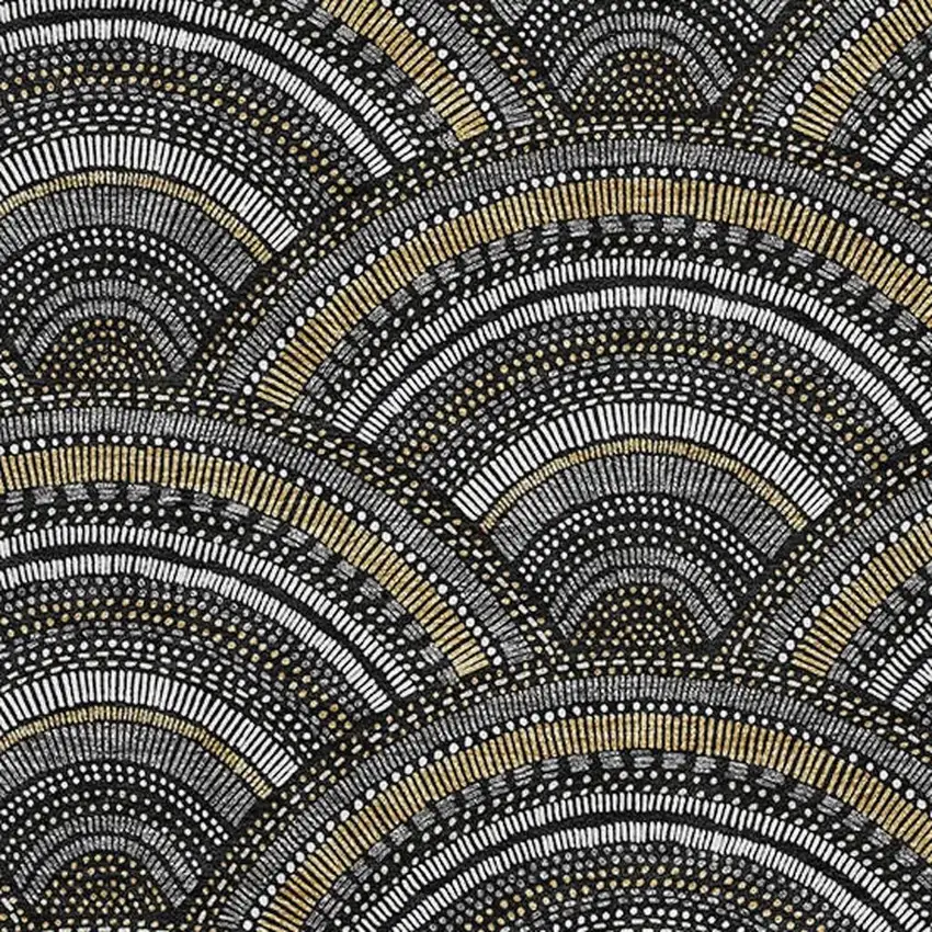 Black Gray And Gold Geometric Washable Area Rug With UV Protection Photo 2