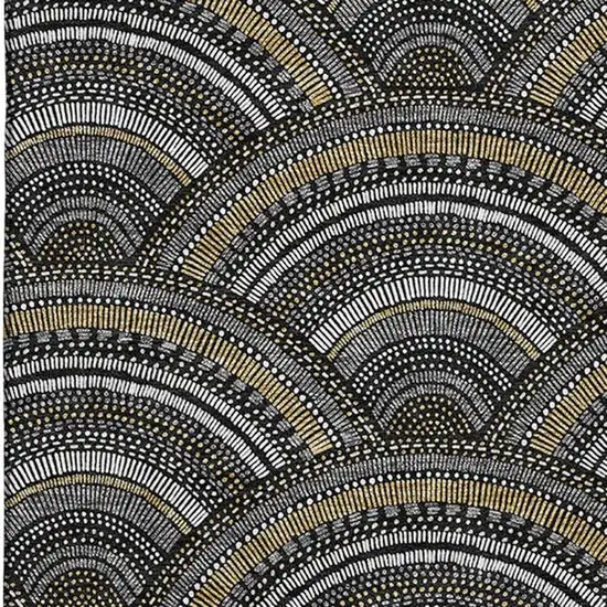Black Gray And Gold Geometric Washable Area Rug With UV Protection Photo 2
