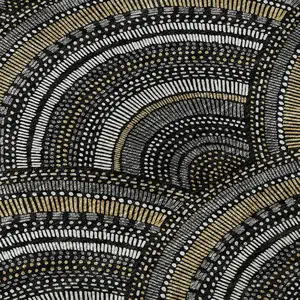 Photo of Black Gray And Gold Geometric Washable Area Rug With UV Protection