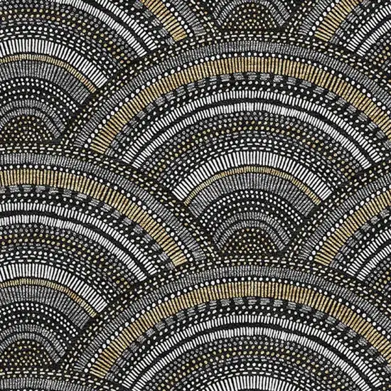 Black Gray And Gold Geometric Washable Area Rug With UV Protection Photo 2