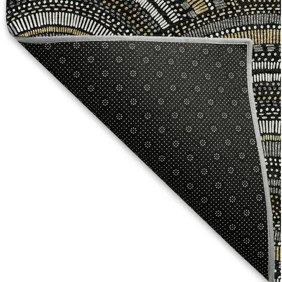 Black Gray And Gold Geometric Washable Area Rug With UV Protection Photo 6