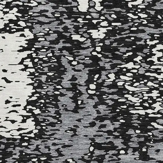 Black Gray And Ivory Abstract Washable Area Rug With UV Protection Photo 2