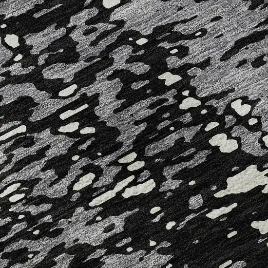 Black Gray And Ivory Abstract Washable Area Rug With UV Protection Photo 9